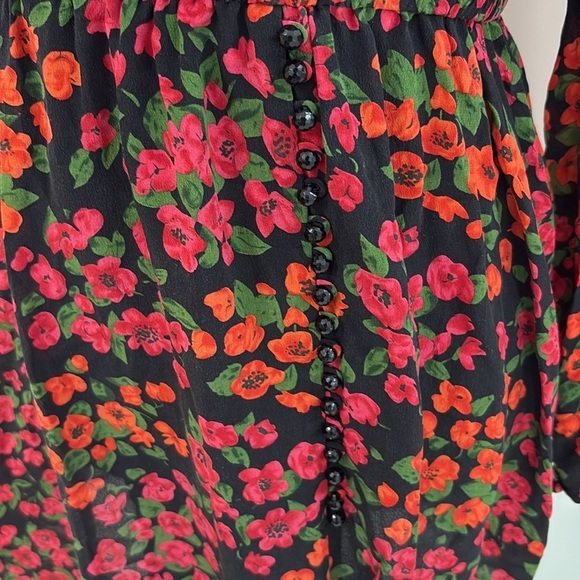 The Kooples Red Silk Crossover Mini Dress Camellia Rose Print 1 Small Womens - Picture 4 of 8